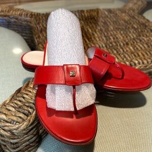 Salvatore Ferragamo Red Thong Women's Slide Sandals Size 10.